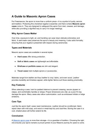 Masonic apron cases