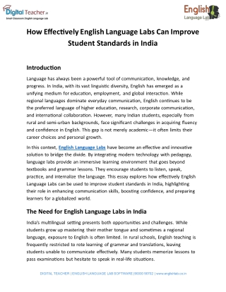 How Effectively English Language Labs Can Improve Student Standards in India