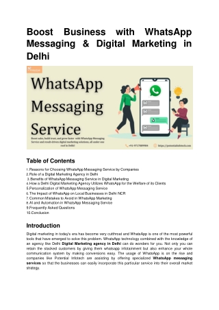 Boost Business with WhatsApp Messaging & Digital Marketing in Delhi