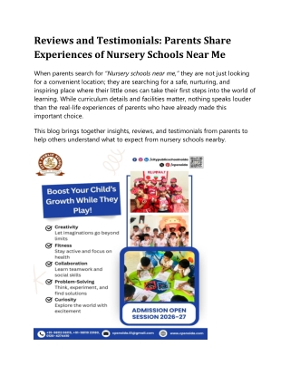 Reviews and Testimonials Parents Share Experiences of Nursery Schools Near Me