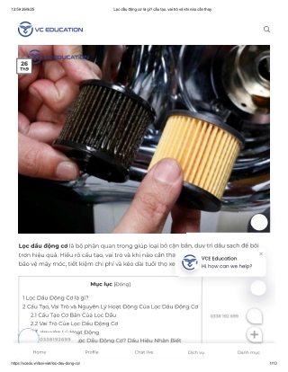 Lọc dầu động cơ là gì? cấu tạo, vai trò và khi nào cần thay