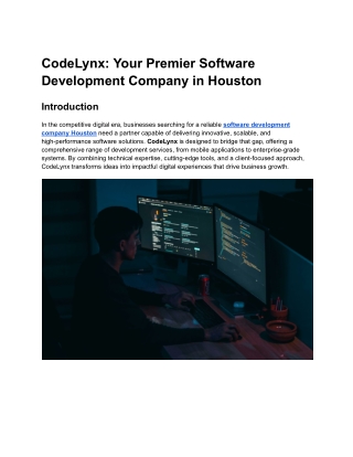 CodeLynx_ Your Premier Software Development Company in Houston