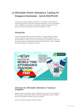 Affordable Mobile Attendance Tracking for Singapore Businesses - Just 1 SGD_Month