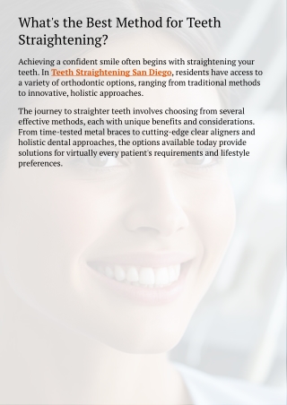 What’s the Best Method for Teeth Straightening?