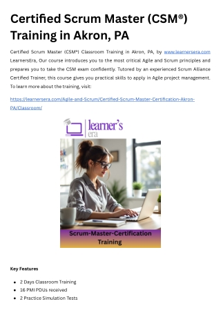 (CSM®) Training in Akron, PA