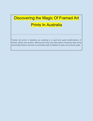 Discovering the Magic Of Framed Art Prints In Australia