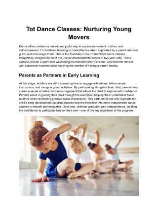 Nurturing Young Movers