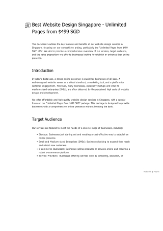 Best Website Design Singapore - Unlimited Pages from 499 SGD