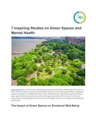 7 Inspiring Studies on Green Spaces and Mental Health