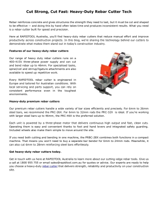 Cut Strong, Cut Fast: Heavy-Duty Rebar Cutter Tech