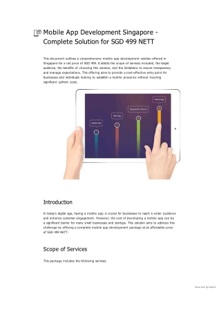 Mobile App Development Singapore - Complete Solution for SGD 499 NETT