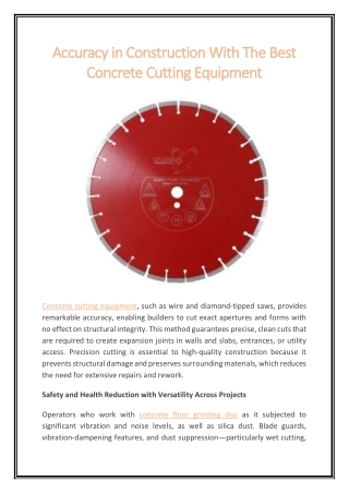 Accuracy in Construction With The Best Concrete Cutting Equipment