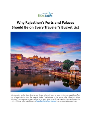 Why Rajasthan's Forts and Palaces Should Be on Every Traveler's Bucket List
