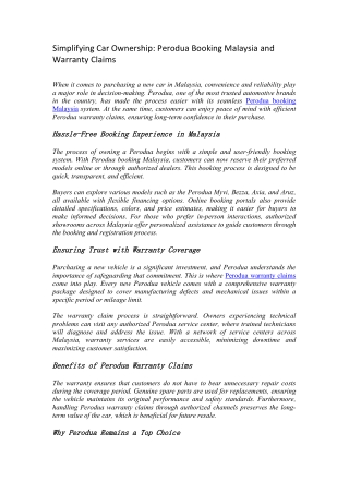 My Experience with Perodua Parts Availability in Malaysia – Reliable Support for