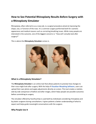 How to See Potential Rhinoplasty Results Before Surgery with a Rhinoplasty Simulator