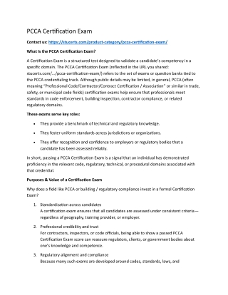 PCCA Certification Exam