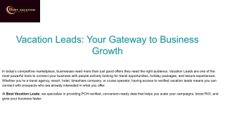Vacation Leads: Your Gateway to Business Growth