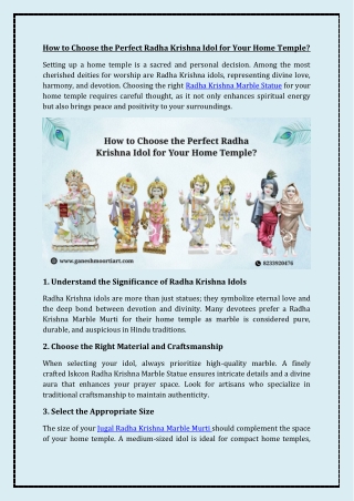 How to Choose the Perfect Radha Krishna Idol for Your Home Temple