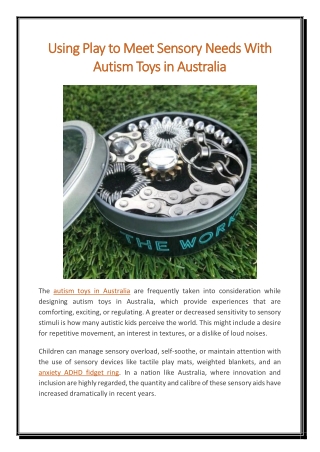 Using Play to Meet Sensory Needs With Autism Toys in Australia