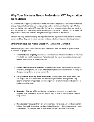 Why Your Business Needs Professional VAT Registration Consultants