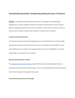 Cizumab (Bevacizumab)_ Transforming Advanced Cancer Treatment