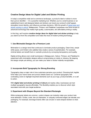 Creative Design Ideas for Digital Label and Sticker Printing