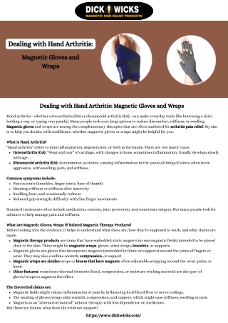 Dealing with Hand Arthritis Magnetic Gloves and Wraps