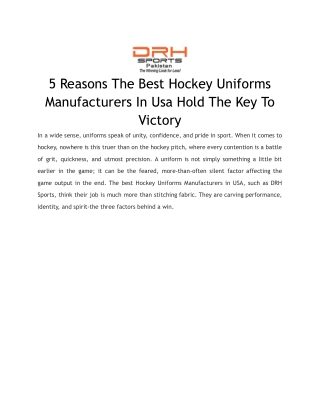 5 Reasons The Best Hockey Uniforms Manufacturers In Usa Hold The Key To Victory