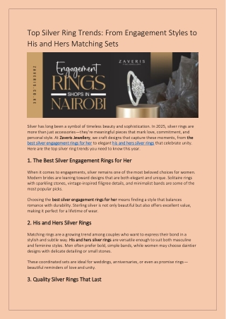 Top Silver Ring Trends From Engagement Styles to His and Hers Matching Sets