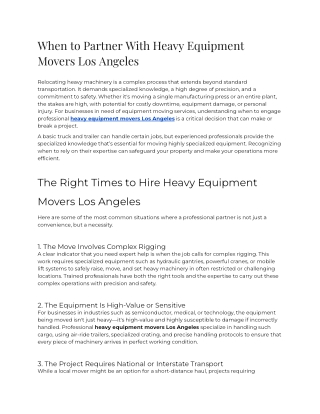 E - When to Partner With Heavy Equipment Movers Los Angeles