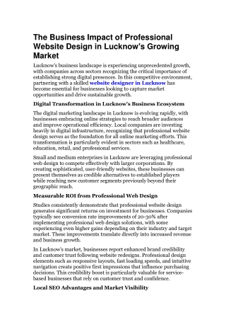 The Business Impact of Professional Website Design in Lucknow