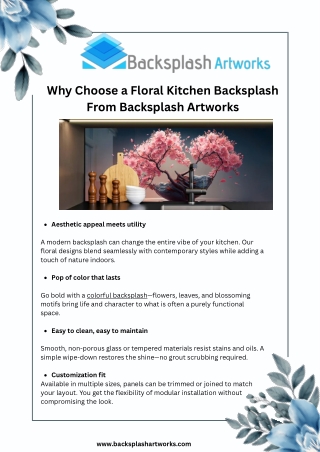 Floral Kitchen Colorful Backsplash Art | Backsplash Artworks