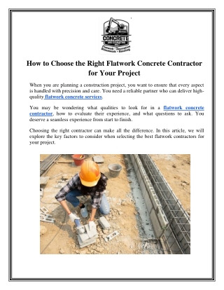 How to Choose the Right Flatwork Concrete Contractor for Your Project