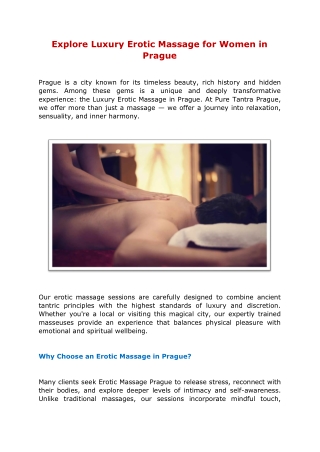 Explore Luxury Erotic Massage for Women in Prague