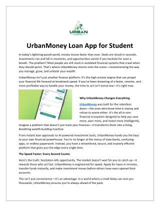 UrbanMoney Loan App for Student