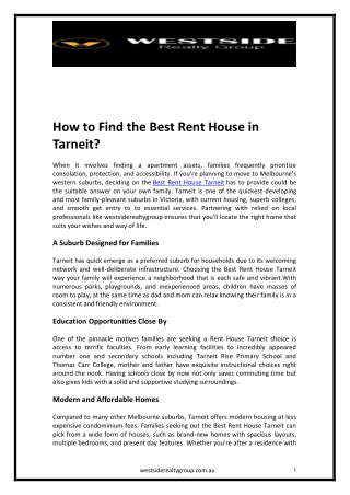 How to Find the Best Rent House in Tarneit