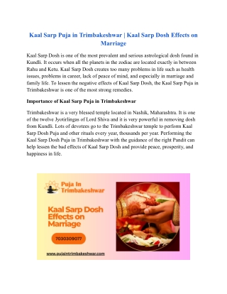 Kaal Sarp Puja in Trimbakeshwar _ Kaal Sarp Dosh Effects on Marriage