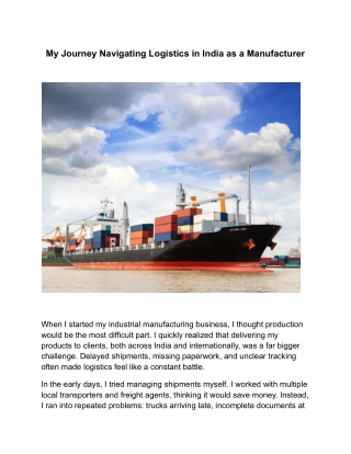 My Journey Navigating Logistics in India as a Manufacturer