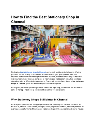How to Find the Best Stationery Shop in Chennai