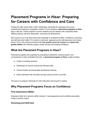 placement programs in hisar