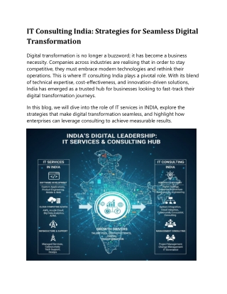 IT Consulting India: Strategies for Seamless Digital Transformation
