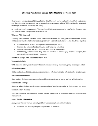 Effective Pain Relief: Using a TENS Machine for Nerve Pain