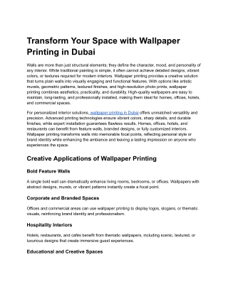 Wallpaper Printing in Dubai