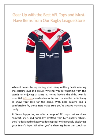 Gear Up with the Best AFL Tops and Must-Have Items from Our Rugby League Store