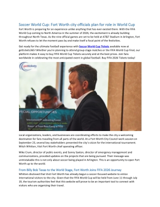 Soccer World Cup Fort Worth city officials plan for role in World Cup