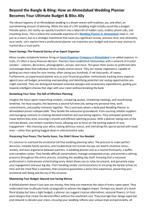 Beyond the Bangle & Bling How an Ahmedabad Wedding Planner Becomes Your Ultimate Budget & Bliss Ally