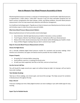 How to Measure Your Blood Pressure Accurately at Home