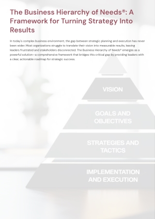 Transform Your Business with The Business Hierarchy of Needs®