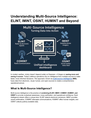 Understanding Multi-Source Intelligence: ELINT, IMINT, OSINT, HUMINT and Beyond
