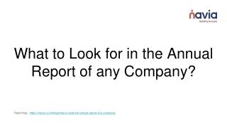 What to Look for in the Annual Report of any Company